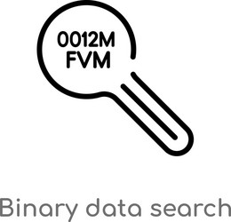 Outline binary data search icon isolated black vector