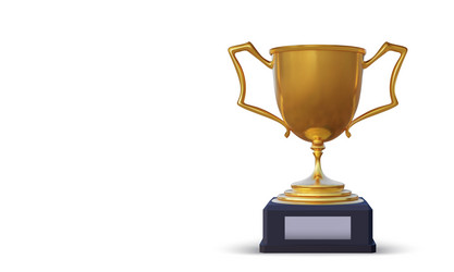 Golden champion cup with shadow isolated on white Vector Image
