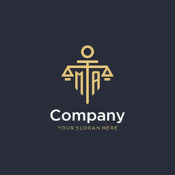 ma initial monogram logo with scale and pillar vector image
