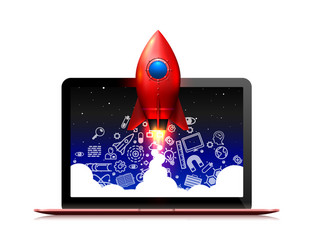 Running a space rocket from computer vector