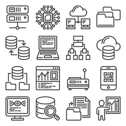 Big Data Processing & Analytics Icons vector image