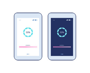 phone screen with app loading process and progress vector