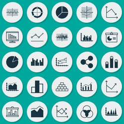 set of graphs diagrams and statistics icons vector image
