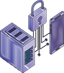 Smartphone database center security network vector