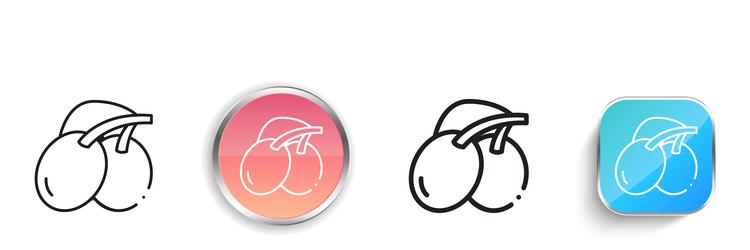cherry plum icon thin linear regular and button vector image