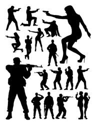 Military and Agent Silhouettes Vector Image