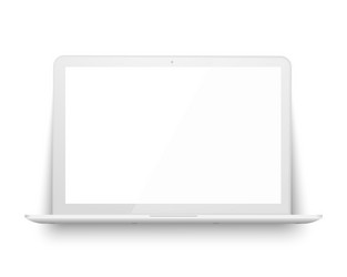 Realistic laptop front view notebook empty screen vector