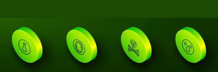 set isometric line test tube and flask recycle vector image