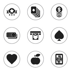 set of 9 editable game icons includes symbols vector image