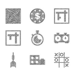 set stopwatch toy building block bricks tic tac vector image