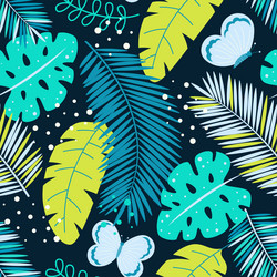 Flat seamless pattern with tropical colorful vector