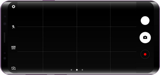 frameless cellphone mock up with camera app screen vector image