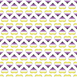 glossy non-binary heart shape seamless pattern vector