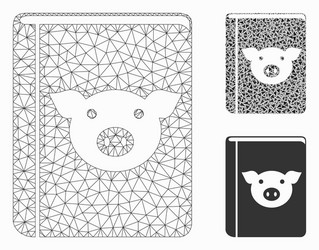 pig book mesh wire frame model and triangle vector image