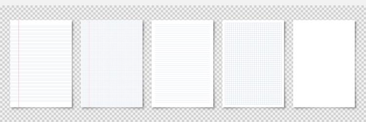 realistic blank lined paper sheets in a4 format vector image