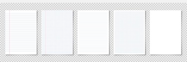 realistic blank lined paper sheets in a4 format vector