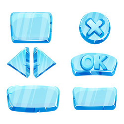 set frozen ice frames panels for game menu arows vector