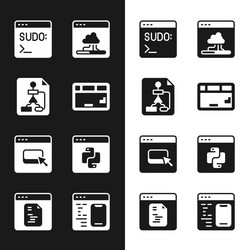 Set keyboard flowchart code terminal cloud vector