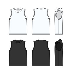 Sleeveless T-Shirt Template Set Vector Image