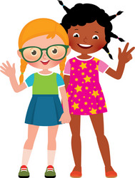 Two Young Girls Friendship Vector Image