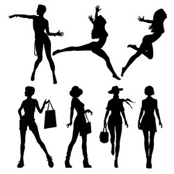 Black Silhouettes of Women Vector Image