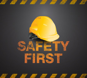 Safety first engineer helmet on background Vector Image