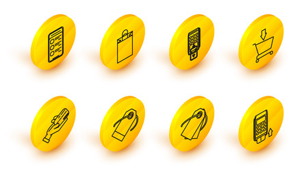 set line pos terminal with inserted credit card vector image