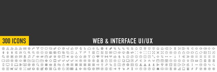 set of 300 interface ui ux web icons in line vector image