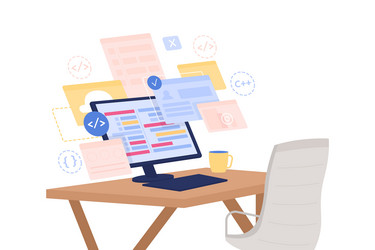 software development course flat concept vector image