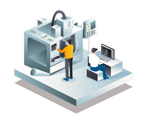 3d designer and cnc machine operator vector image