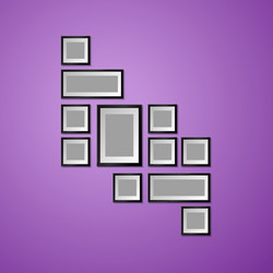 Colorful wall with empty picture frame vector