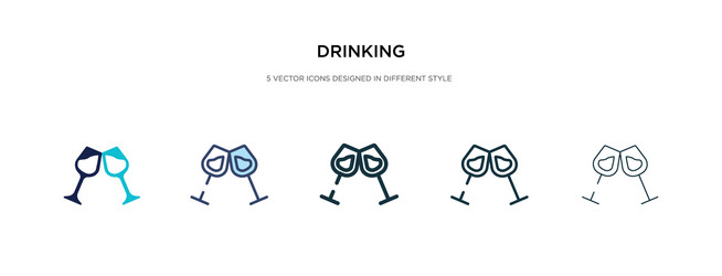 Drinking icon in different style two colored vector