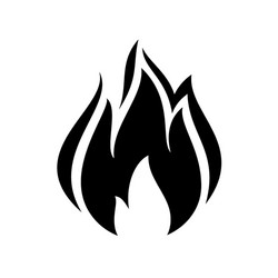 Fire flame icon black isolated on white Royalty Free Vector