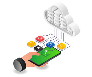 send smartphone app data to cloud server vector image