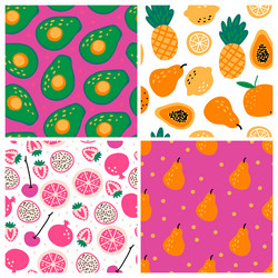 Set four seamless repeat patterns with hand vector