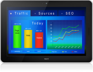 web site analytics on tablet pc screen vector