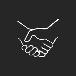 handshake chalk white icon on black background vector