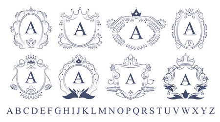 retro ornate monogram emblems set Vector Image