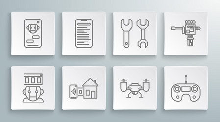 Set line robot computer api interface smart home vector