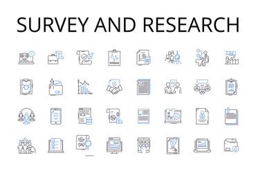 Survey and research line icons collection census Vector Image
