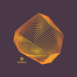 wireframe object with lines and dots 3d abstract vector image
