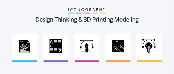design thinking and d printing modeling glyph 5 vector image