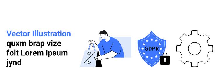 e-commerce shopper gdpr security shield lock vector image