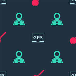 Set push pin gps device with map and location vector