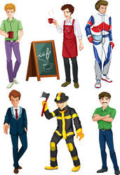 Six men with different professions vector