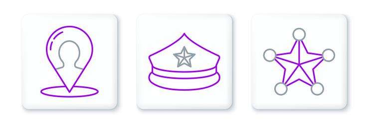 set line hexagram sheriff map marker vector image
