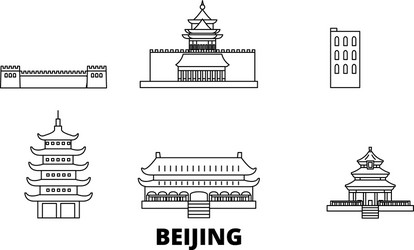 china beijing line travel skyline set Vector Image