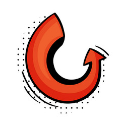 curved arrow with pointed end and dots doodle vector image
