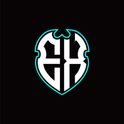 e x initial logo design with a shield shape vector image