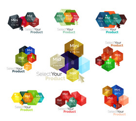 set of hexagon navigation option diagrams vector image